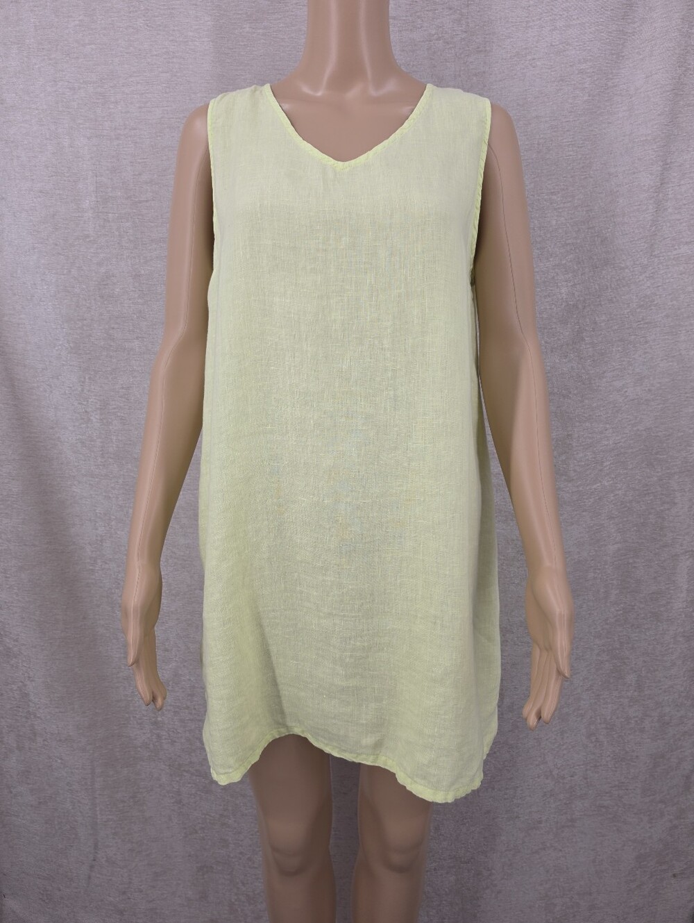 Match Point Linen Yellow Lingline Tunic Tank Top Sleeveless Shirt Vneck Summer